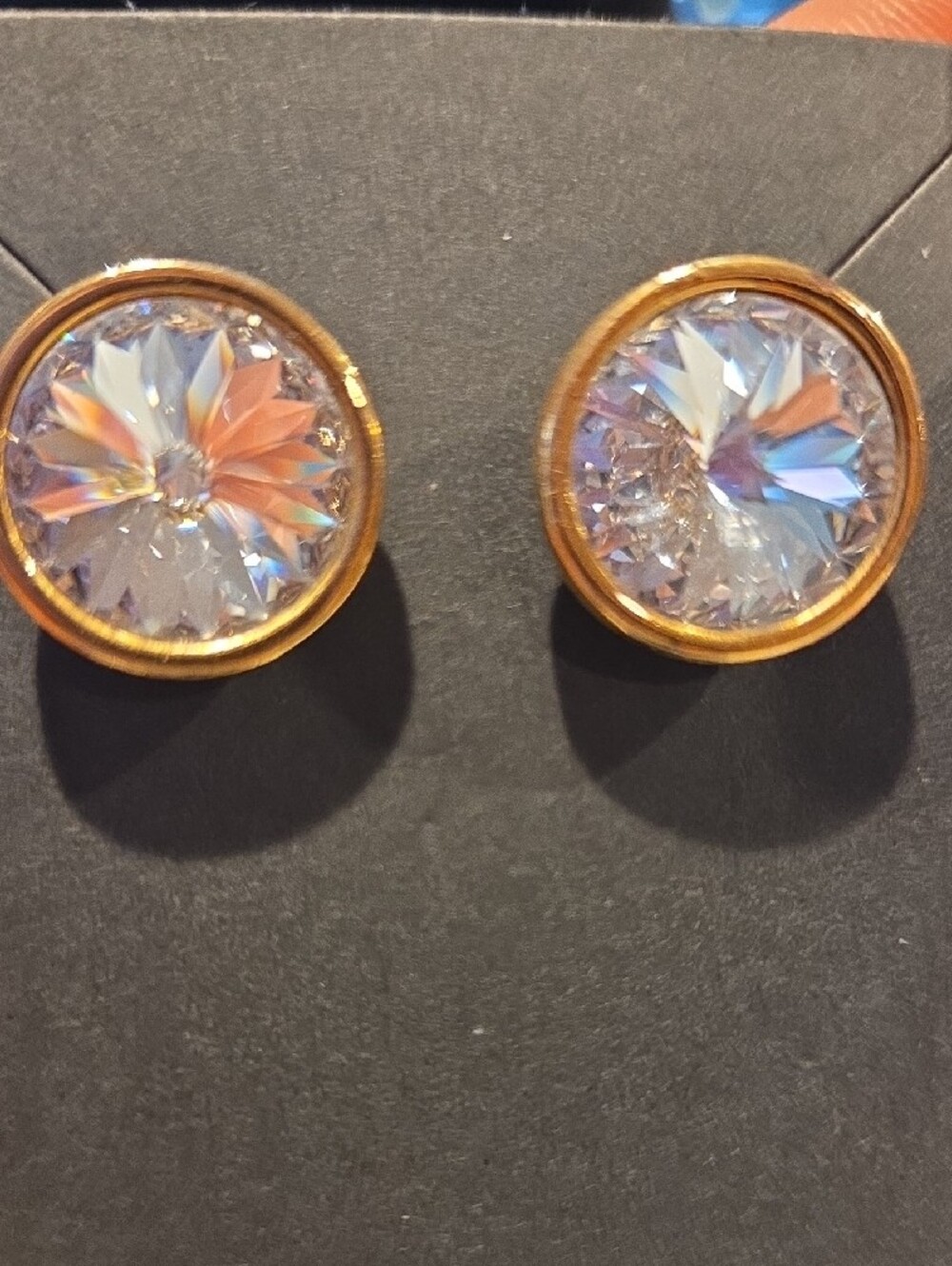 Gold-Tone Clear Crystal Stud Earrings - Women's Jewelry - Picture 6 of 6